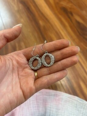 Silver-Tone Crystal Hoop Drop Earrings - Sparkling Circle Dangles